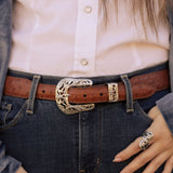 Vogt Silversmiths Magna Belts American Ostrich in Cognac