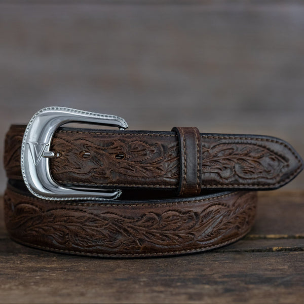 Bison Tooled Oak Leaf Belt – Vogt Silversmiths