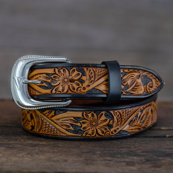 Men's Tooled Leather Belt